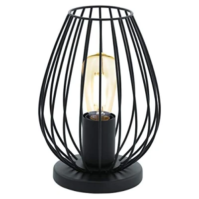 Abbildung von EGLO Tischlampe Newtown, 1 flammige Vintage Tischleuchte, Nachttischlampe aus Stahl, Farbe: Schwarz, Fassung: E27, inkl. Schalter