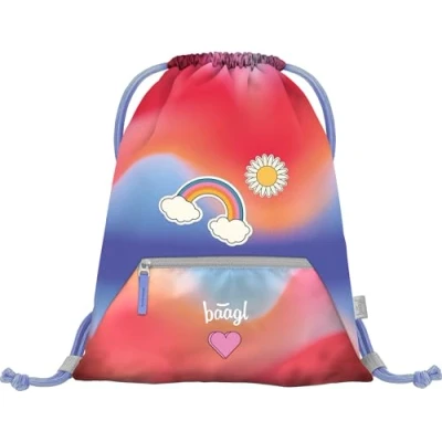 Abbildung von Baagl Turnbeutel für Mädchen und Damen Schuhbeutel, Schule Kindergarten Sportbeutel, Sportrucksack (Hippie)