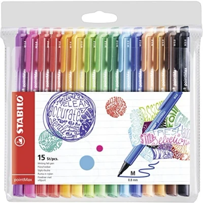 Abbildung von Filzschreiber STABILO pointMax 15er Pack mit 15 verschiedenen Farben