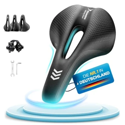 Abbildung von YOUNGDO Fahrradsattel, Bequemer &amp; Ergonomischer Fahrrad Sattel, Neues Modell, Verbesserte Wasserdichtigkeit, Memory Foam, Atmungsaktiv, Stoßdämpfend, Fahrradsattel Herren Damen(MTB)