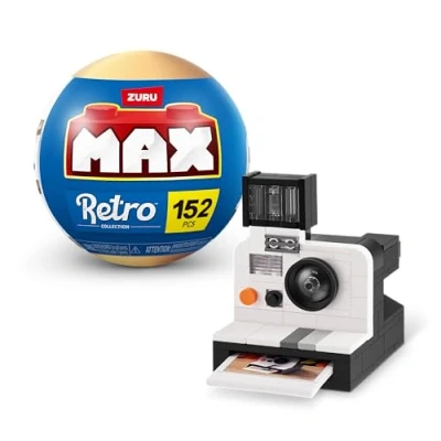Abbildung von MAX Premium Retro Bausteine, Polaroidkamera, 1 Kapsel Kapsel, (bis zu 221 Teile, 6 zum Sammeln), Muttertagsgeschenk