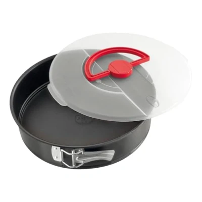 Abbildung von Dr. Oetker Bake &amp; Go Springform mit Haube Ø 26 cm, Rundes Backblech Antihaft, inkl. Deckel