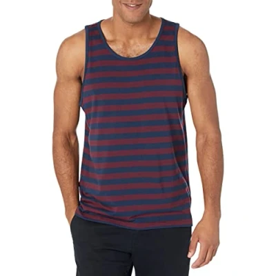 Abbildung von Amazon Essentials Herren Tanktop, Normale Passform, Burgunderrot Marineblau Streifen, S