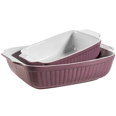 Abbildung von MÄSER 931983 Auflaufformen rechteckig im 2er Set, eckige Ofenformen, ideal auch für Lasagne, kratz und schnittfest, Keramik, 33x24x8 cm / 25,5x16x7 cm, Berry