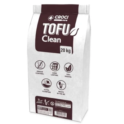 Abbildung von Croci Tofu Clean Katzenstreu, klumpend, biologisch abbaubar, 100% pflanzlich, geruchshemmend, langlebig, preiswert