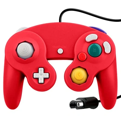 Abbildung von OSTENT Verdrahtet Schock Controller Spielcontroller Kompatibel für Nintendo Gamecube NGC Videospiel Farbe Rot