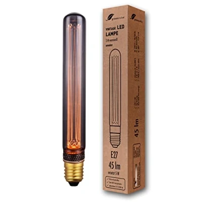 Abbildung von greenandco® Vintage Design LED Lampe zur Stimmungsbeleuchtung E27 T30 Edison Glühbirne 2W 45lm 2000K smoke extra warmweiß 320 230V flimmerfrei, nicht dimmbar, 2 Jahre Garantie