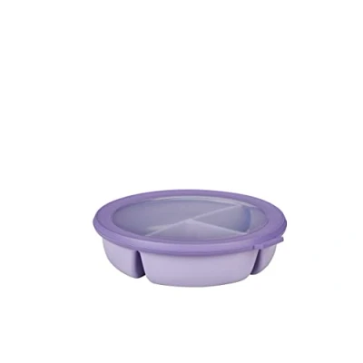 Abbildung von Mepal Bento Schüssel, Multischale mit 3 Fächern, rund Cirqula Frischhaltedose luftdicht Mahlzeiten getrennt aufbewahren Meal Prep Boxen &amp; Vorratsdosen Vivid lilac