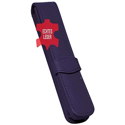 Abbildung von ONLINE Classic Lederetui für einen Stift I Blaues Stifteetui mit Stecklasche Schreibgeräte aller Marken Echtleder Kugelschreiber Etui, Füller Schreib Etui 14,5x 2,5x 2,5 cm (LxBxH)