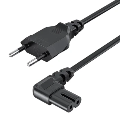 Abbildung von GlasFlength 3m Euro Netzkabel 2 Polig Stromkabel, Gewinkelt Netzstecker auf C7 Buchse 8 Doppelbuchse Eurostecker 90 Winkelstecker Kleingerätekabel für LG Blu Ray Radio Netzteile Schwarz