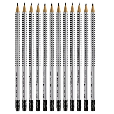 Abbildung von Faber Castell GRIP 2001 Bleistift HB mit Radierspitze 12 Stück