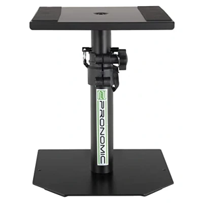 Abbildung von Pronomic SLS 36P BK Tischstativ für Studio Monitore Stabiles Boxenstativ Studiomonitore Hohe Ausführung Höhenverstellbar von 25,5 bis 41 cm Ablagefläche mit Moosgummistreifen Schwarz