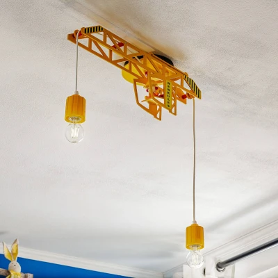 Abbildung von Elobra Deckenlampe Kinderzimmer &quot;Herkules&quot;, gelb, Echtholz, 60 x 20 cm, Handarbeit