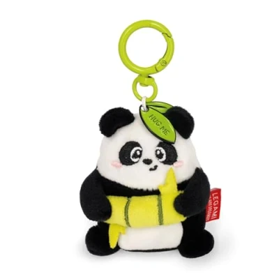 Abbildung von Legami Schlüsselanhänger Super Soft! Panda Motiv, Plüsch Schlüsselanhänger, Anhänger mit eingravierter Botschaft und Karabinerhaken aus Zink, 7x11 cm