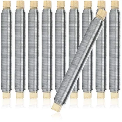 Abbildung von com four® 10x Blumenwickeldraht Set, Bindedraht verzinkt, auf Holzstab gewickelt, Stärke 0,65 mm, 1000 g (Verzinkt 10 Stück)