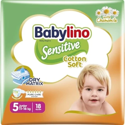 Abbildung von Babylino Sensitive Baby Windeln Größe 5, Junior (11 16Kg), 18 Stück
