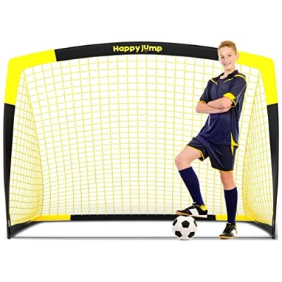 Abbildung von Happy Jump Fußballtor Pop Up Fußballnetz Fußballpfosten für Garten Fußballtrainingx1 (7&#039;x5&#039;, Schwarz+Gelb)