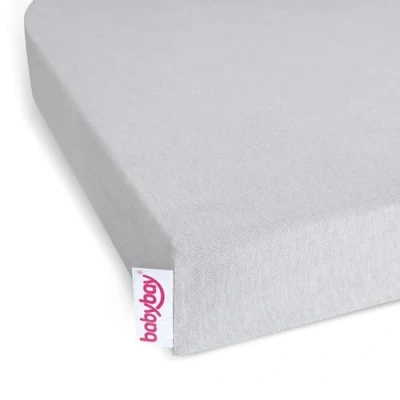 Abbildung von babybay Jersey Spannbetttuch Deluxe passend für die Modelle Maxi, Midi, Boxspring, Comfort und Plus, zartgrau, 89 x 50 cm (1er Pack)
