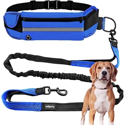 Abbildung von Edipets, Joggingleine Hunde, Freihändig, Laufen, Wandern, Gurtband, Anti Stress, Reflektierend, 160 220 cm (Blau)