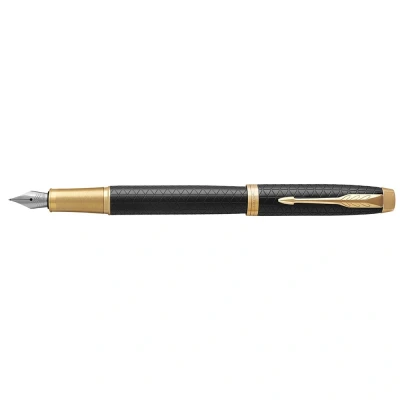 Abbildung von Parker IM Füller Premium Black Füllfederhalter mit feiner Feder blaue Tinte Geschenkbox