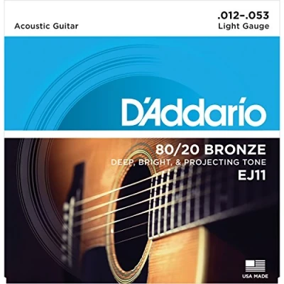 Abbildung von D&#039;Addario Gitarrensaiten Westerngitarre 80/20 Phosphor Bronze Akustikgitarre Acoustic Guitar Strings EJ11 Light, 12 53 1 Stück