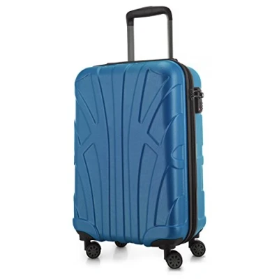 Abbildung von suitline Handgepäck Hartschalen Koffer Trolley Rollkoffer Reisekoffer, TSA, 55 cm, ca. 34 Liter, 100% ABS Matt, Cyanblau