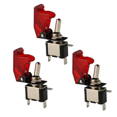 Abbildung von CESFONJER LED Anzeige Wippschalter, KFZ Rote Kippschalter Schalter, 12V 20A Auto Schalter SPST Wippschalter Ein/Ausschalter Rot (3 Pcs)