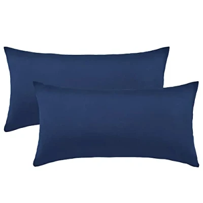 Abbildung von NatureMark 2er Pack Jersey Kissenbezug Kissenhülle Kissenbezüge Seitenschläferkissen Nackenkissen viele Größen und Farben ÖKO TEX (40 x 60 cm (Nackenkissen geeignet), Navy blau)