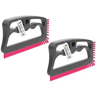 Abbildung von FUGINATOR® Fugenbürsten Bundle 2 Bürsten in grau/pink Reinigungsbürste zur Fugenreinigung Bad, WC, Küche usw. Reinigung von Wand und Bodenfliesen Handliche Bürste für Fugen Fliesen