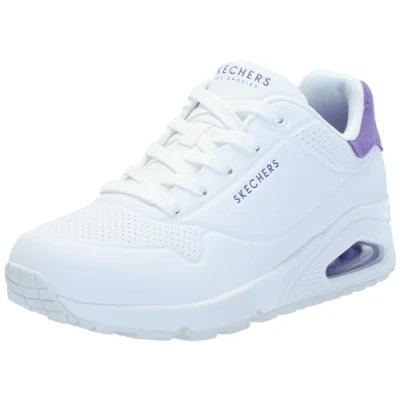 Abbildung von Skechers Damen Uno Stand On Air Sneakers, Weißer Durabuck Velourslederbesatz, 39.5 EU
