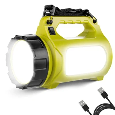 Abbildung von LE LED Handscheinwerfer, Taschenlampe Aufladbar CREE Akku Handlampe &amp; Handstrahler mit Powerbank, 10W 1000 Lumen Campinglampe inkl. 3 Lichtmodi 2 Helligkeitsstufen, USB Kabel für Notfall Camping usw.