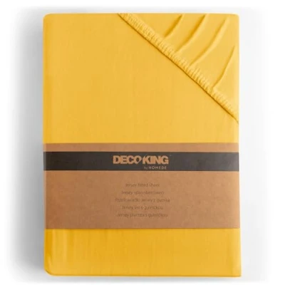 Abbildung von DecoKing Spannbettlaken 200x220 220x240 cm 100% gekämmte Baumwolle Gelb Spannbetttücher Jersey Boxspringbett Amber 200 x 220 240