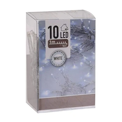 Abbildung von LED Lichterkette kalt weiß mit Timer 1 m Länge 10 Weihnachts Beleuchtung für Innen Indoor Weihnachten Advent Winter Tisch Fenster Deko Batterie betrieben