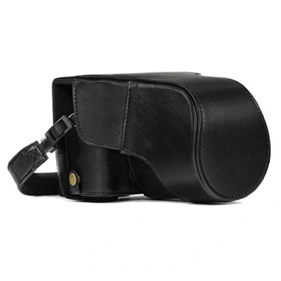 Abbildung von MegaGear MG981 Ever Ready Leder Kamera Case mit Trageriemen kompatibel Fujifilm X T30, T20, T10 (16 50mm / 18 55mm Lenses) Schwarz