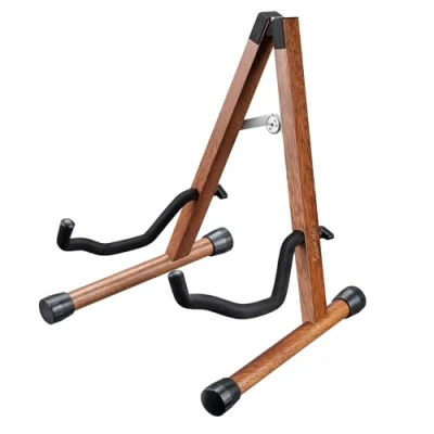 Abbildung von LEKATO Gitarrenständer A Frame Holz Bassgitarrenständer mit Schaumstoffpolsterung für Gitarren, Bass, Cello, Banjo, Mandoline, Ukulele