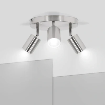 Abbildung von Ketom Deckenstrahler LED Mattes Nickel Rund Deckenleuchte Schwenkbar GU10 Deckenlampe Spot Drehbar 3 Flammig Modern Strahler Deckenspot Ohne Leuchtmittel