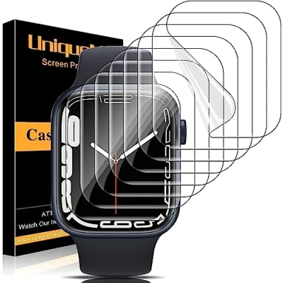 Abbildung von UniqueMe für Apple Watch Series 3/2/1 42 mm Schutzfolie 8 Stück, Flexible TPU, iwatch Displayschutz, Blasenfreie, Weich HD Klar Displayfolie, Volle Abdeckung, Anti Staub