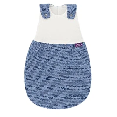 Abbildung von Träumeland S0103703 Ganzjahresschlafsack LIEBMICH mit doppelt regulierbarer Belüftung und Naturfaser Tencel, Design Wellenmeer, Größe 56/62, blau