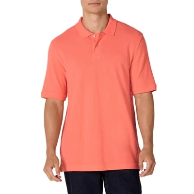 Abbildung von Amazon Essentials Herren Polohemd aus Baumwollpiqué in normaler Passform (erhältlich Übergrößen), Korallenorange, XL