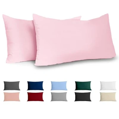 Abbildung von Kissenbezug 40 x 80 Renforcé Baumwolle (2er Set) Rosa Dicht gewebt mit 57 Fäden/cm² 40x80 cm Oeko Tex Zertifiziert Dreamzie