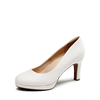 Abbildung von Dream Pairs Damen Pumps Anzugschuhe Klassische High Heels für mit Plateau Business und Arbeit,Size 43,Weiss Pu,SDPU2365W