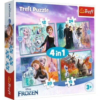 Abbildung von Trefl 34381 4 in 1 Puzzle Disneys Eiskönigin 2 mit hochwertigem Druck für Kinder ab 3 Jahren Puzzle, The Incredible World Disney Frozen