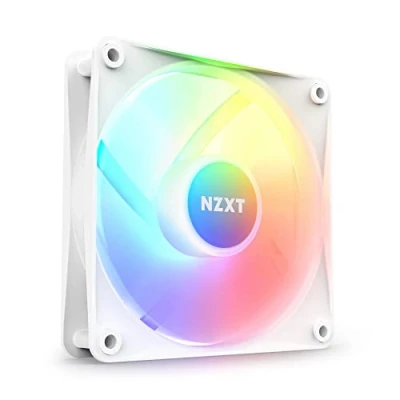 Abbildung von NZXT F120 RGB Core 120 mm nabenmontierter Lüfter 8 einzeln ansteuerbare LEDs Halbtransparente Lüfterblätter Hydrodynamisches Gleitlager PWM Steuerung CAM Software Weiß