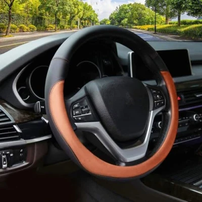 Abbildung von Valleycomfy Lenkradabdeckungen Für Frauen Männer Universal 37 39cm Auto Lenkradabdeckung Kunstleder, Braun