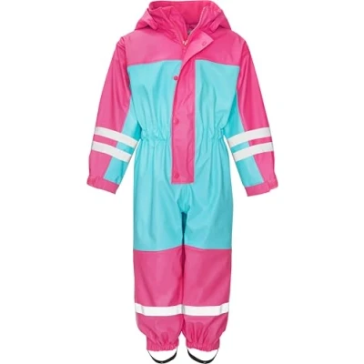 Abbildung von Playshoes Unisex Kinder Regen anzug Mit Fleece futter Warmer Wasserdichter Matschanzug Regenbekleidung, Türkis Overall, 110 EU
