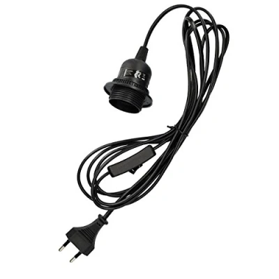 Abbildung von kwmobile E27 Lampenfassung mit Schalter E 27 Fassung Schwarz 3,5m Netzkabel Schraubring Lampenaufhängung Pendelleuchte Hängeleuchte