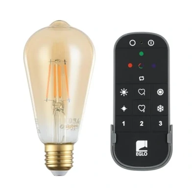 Abbildung von EGLO connect.z Smart Home Set, 2x LED Leuchtmittel E27, ST64, mit Fernbedienung, ZigBee, App und Sprachsteuerung Alexa, dimmbar, 2 Vintage Glühbirnen amber, je 500 Lumen, 5,5 Watt, warmweiß