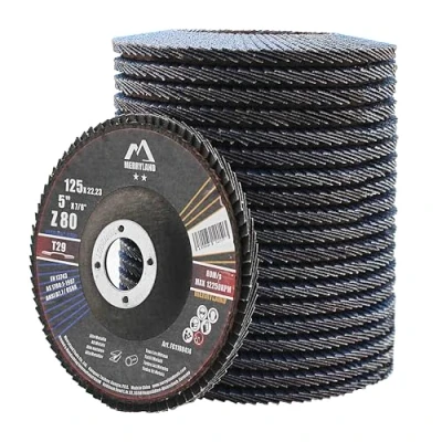 Abbildung von Merryland Fächerscheibe 125 Metall Edelstahl Stahl für Winkelschleifer, 125mm 80K T29 Lamellenscheibe Zirkonkorund Blau Schleifmopteller 20 Stück, Craft Line FC1108414