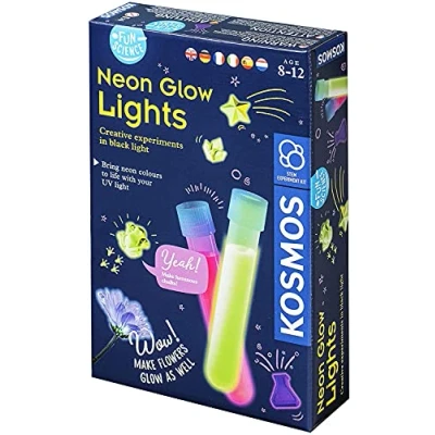 Abbildung von KOSMOS 616830 Fun Science Glow Lights, Neon Leuchten, Kreative Experimente im Schwarzlicht, Experimentier Set für Kinder mit mehrsprachiger Anleitung (DE, EN, FR, IT, ES, NL)