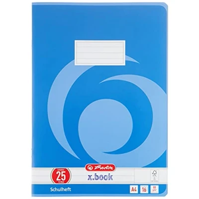 Abbildung von Herlitz 3322500 Schulheft (A4, liniert mit Rand, Lineatur 25, Blau) 16 Blatt, 10er Packung